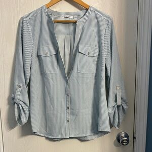Notations Blue Striped Button-Down Shirt